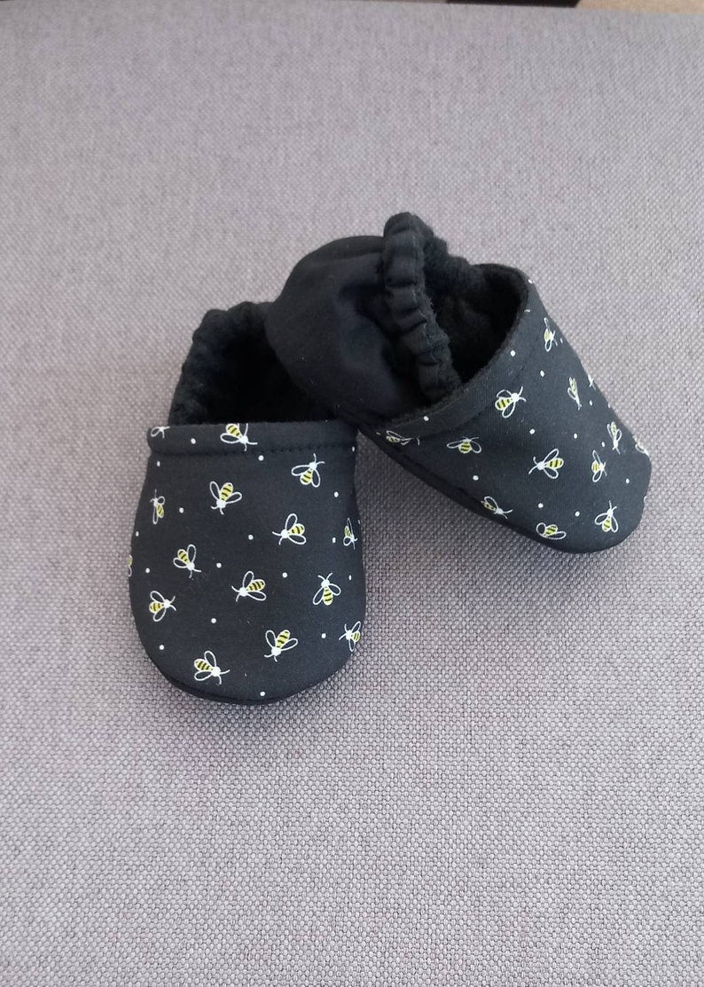 Black bee Baby shoes, Gold Bee soft baby shoes