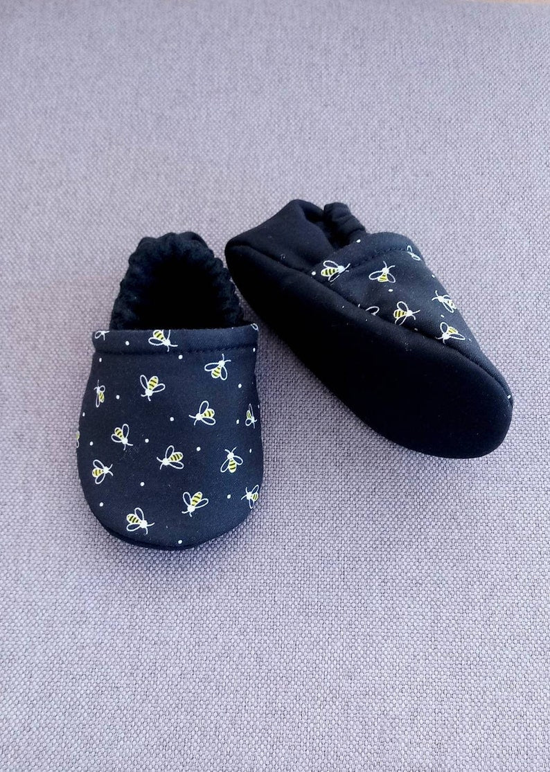 Black bee Baby shoes, Gold Bee soft baby shoes