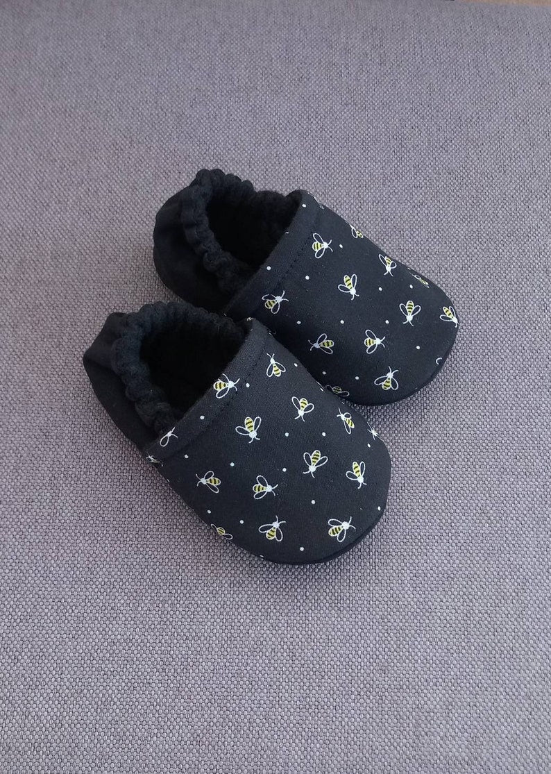 Black bee Baby shoes, Gold Bee soft baby shoes