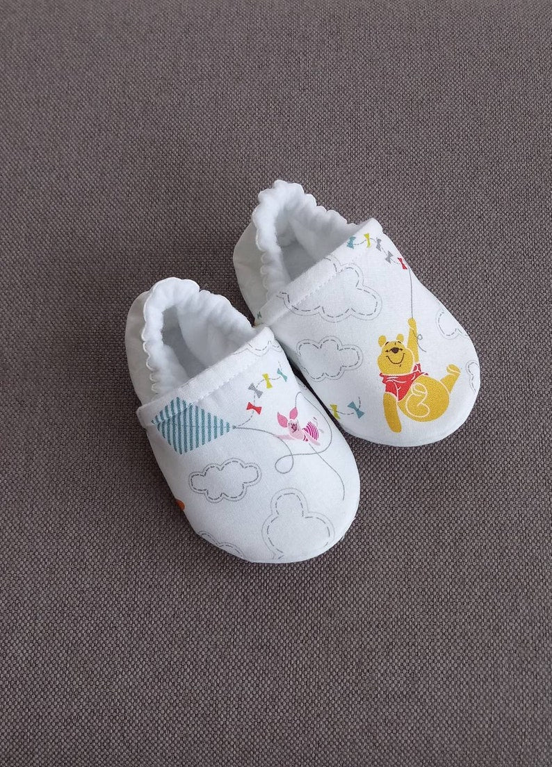 Bear baby soft shoes, Pooh inspired baby shoes