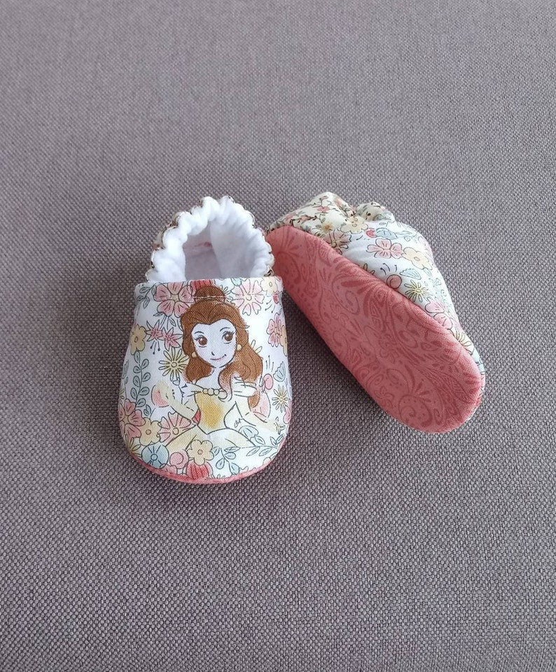 Inspired Belle Beauty theme floral baby soft shoes