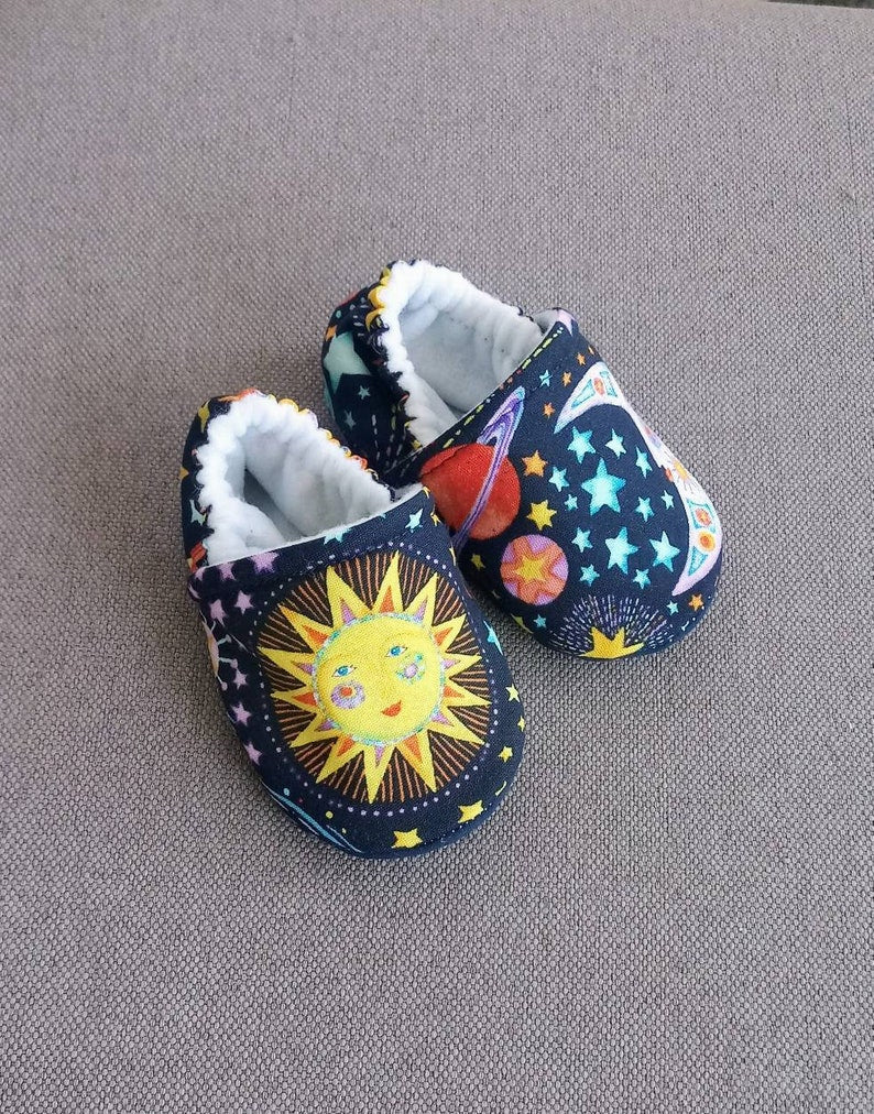 Celestial theme baby shoes,Sun Moon Stars soft baby shoes