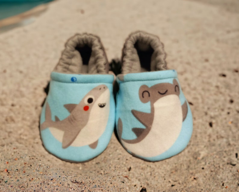 Shark theme baby soft shoes - Made to order item