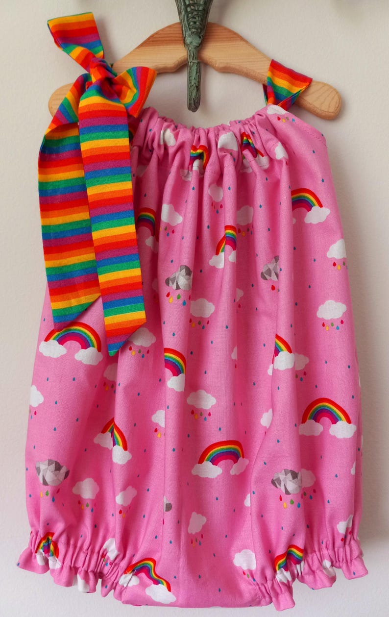 Rainbow baby bubble romper with headband