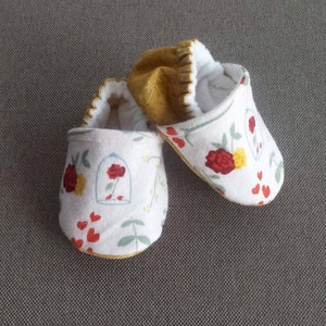 Belle Red Rose baby shoes,Beauty and Beast theme red rose shoes