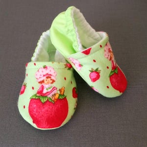 Strawberry inspired baby shoes