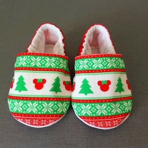 Christmas inspired Minnie Ears baby shoes