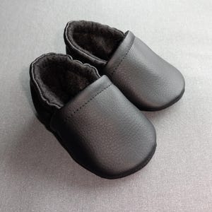 Black faux leather Baby shoes - Made to order item