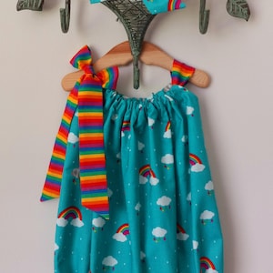 Rainbow baby bubble romper with headband