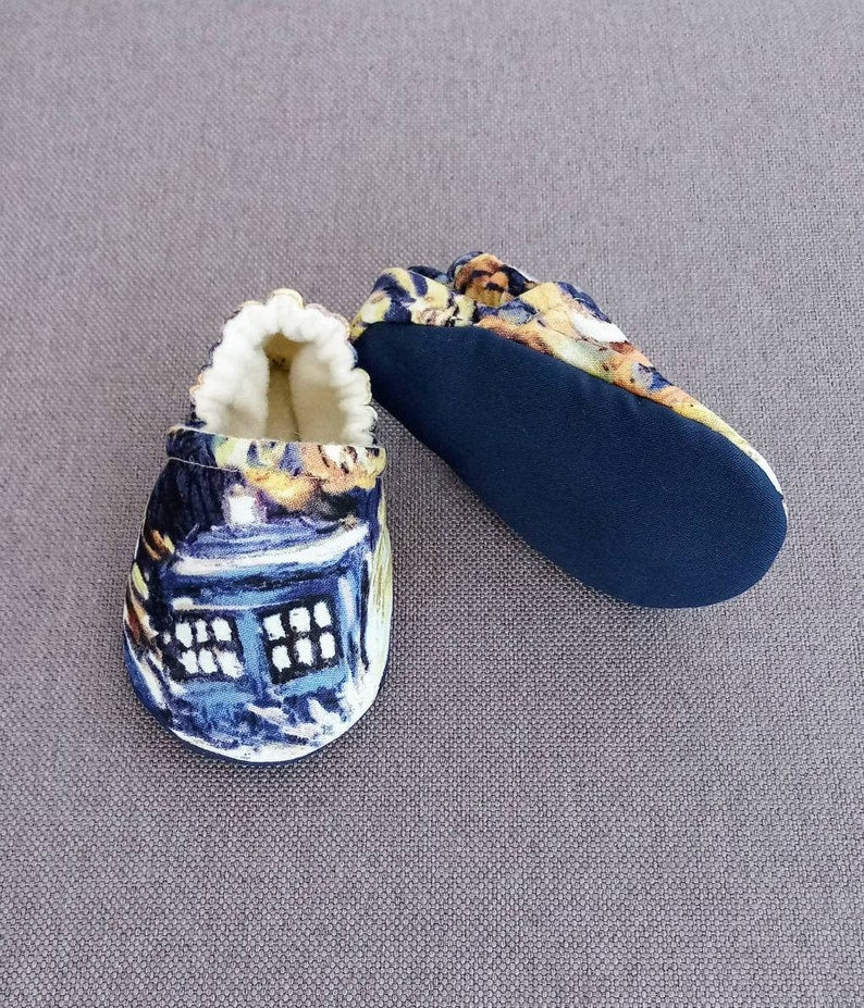 Dr Who inspired Baby Shoes,Dr. Who Baby moccasins - Made to order item
