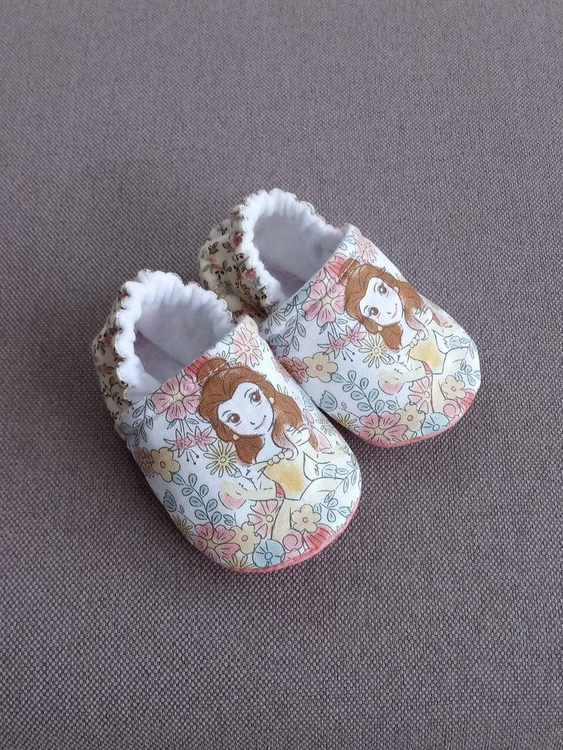 Inspired Belle Beauty theme floral baby soft shoes