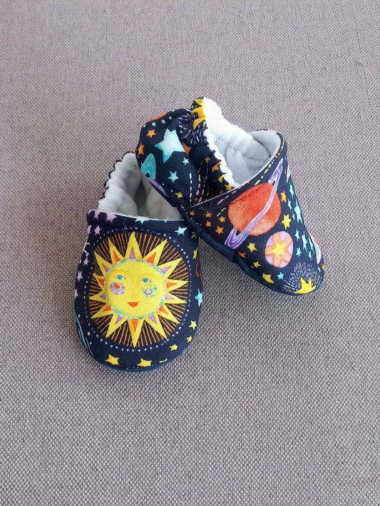 Celestial theme baby shoes,Sun Moon Stars soft baby shoes