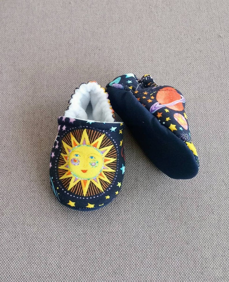 Celestial theme baby shoes,Sun Moon Stars soft baby shoes