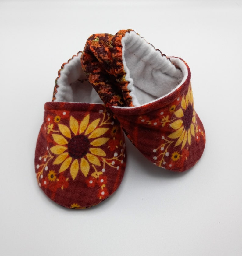 Fall theme sunflower baby shoes, Floral baby shoes
