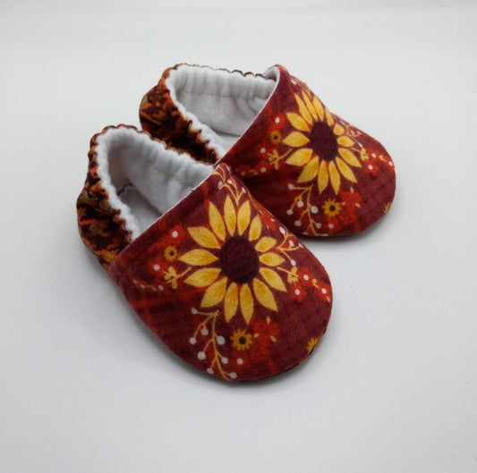 Fall theme sunflower baby shoes, Floral baby shoes