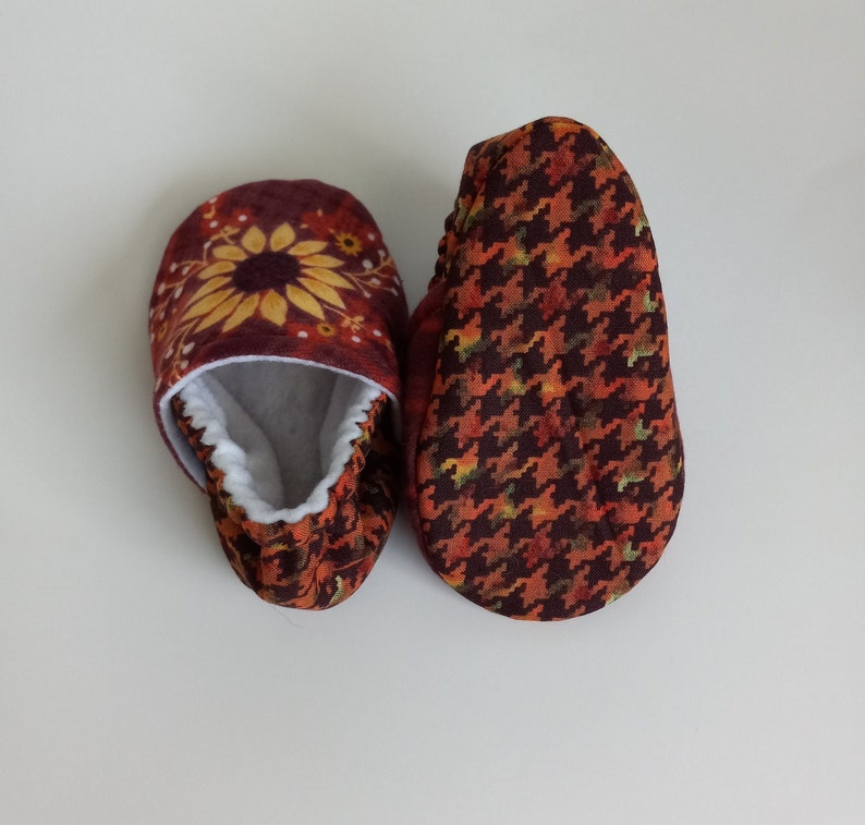 Fall theme sunflower baby shoes, Floral baby shoes