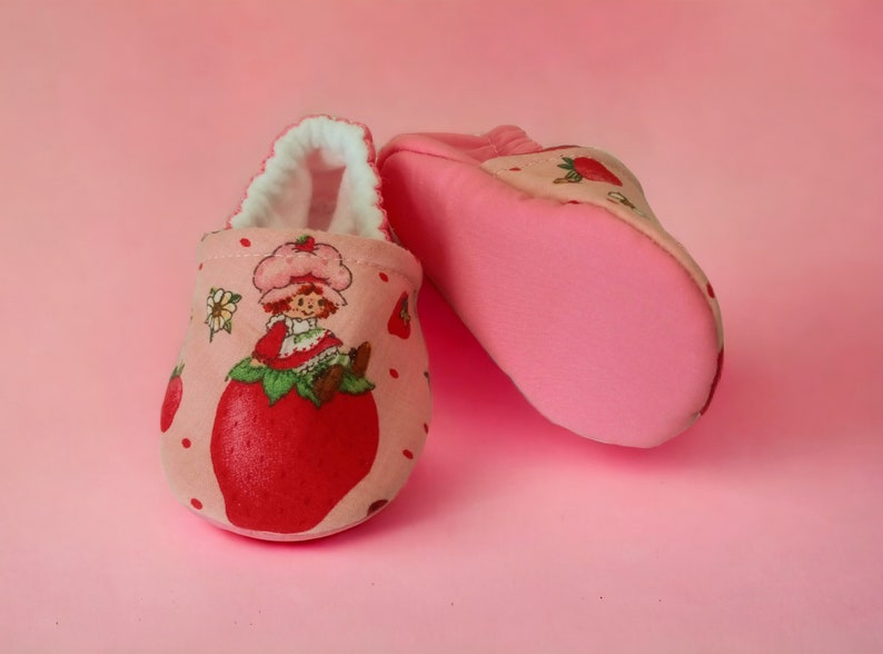 Strawberry inspired baby shoes