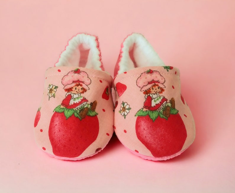 Strawberry inspired baby shoes