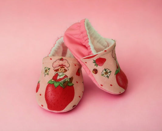 Strawberry inspired baby shoes