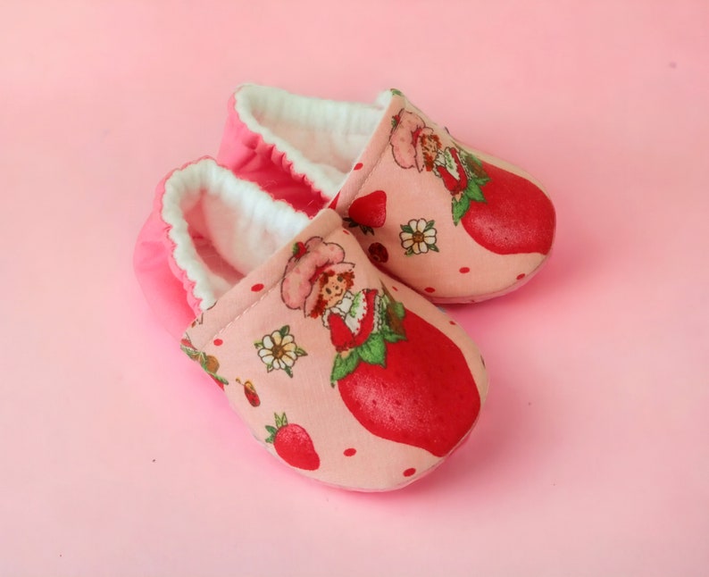 Strawberry inspired baby shoes