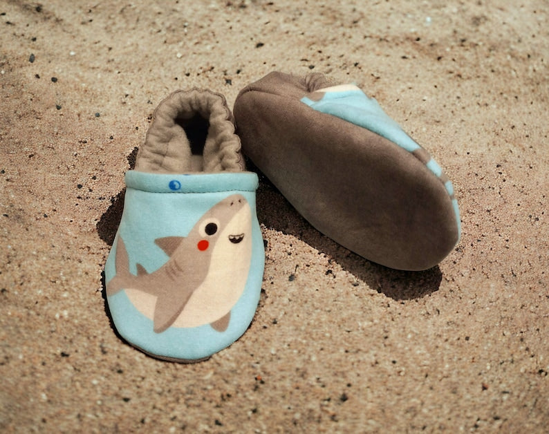 Shark theme baby soft shoes - Made to order item