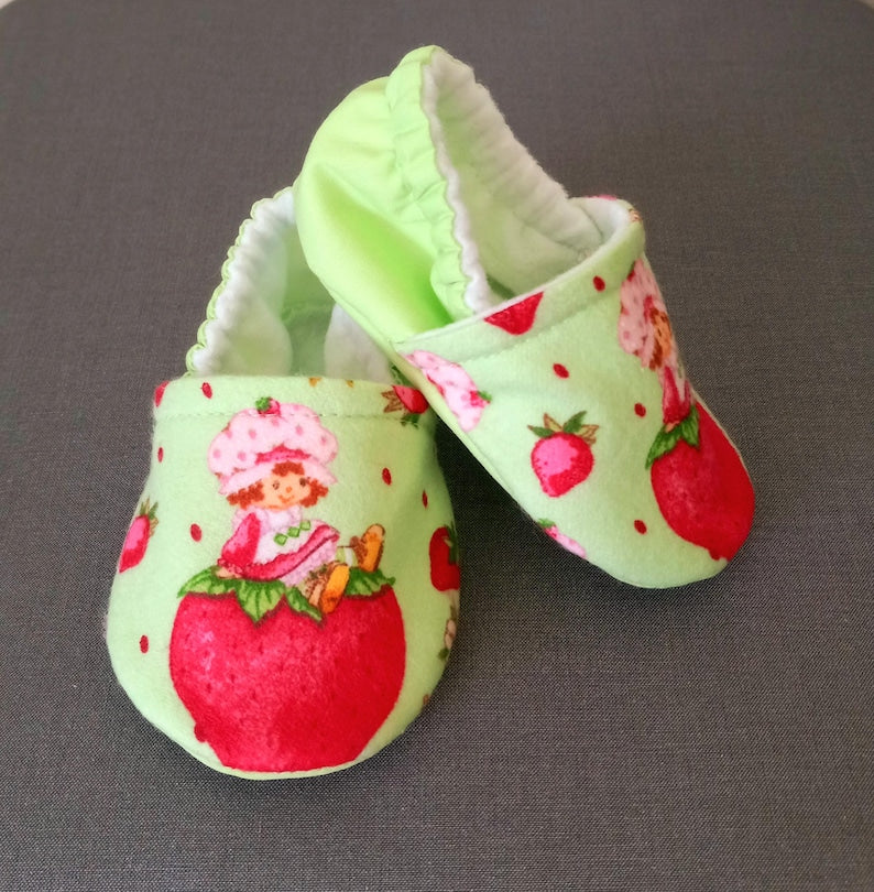 Strawberry inspired baby shoes