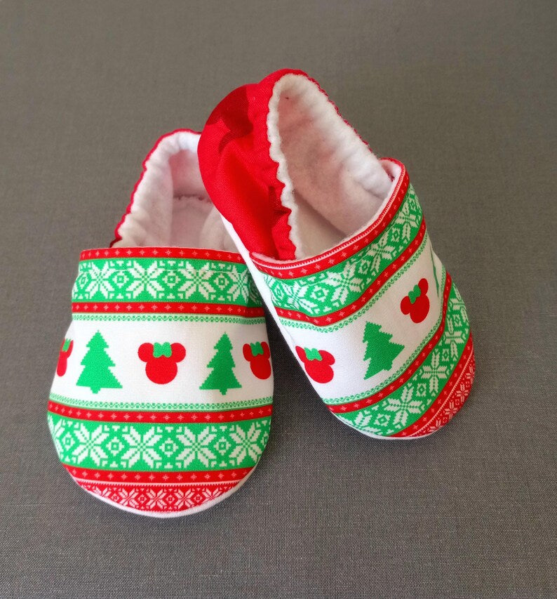Christmas inspired Minnie Ears baby shoes