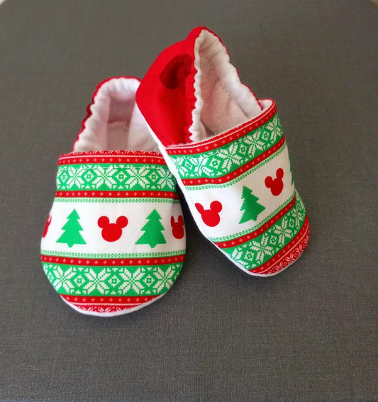 Christmas inspired Mickey Ears baby shoes