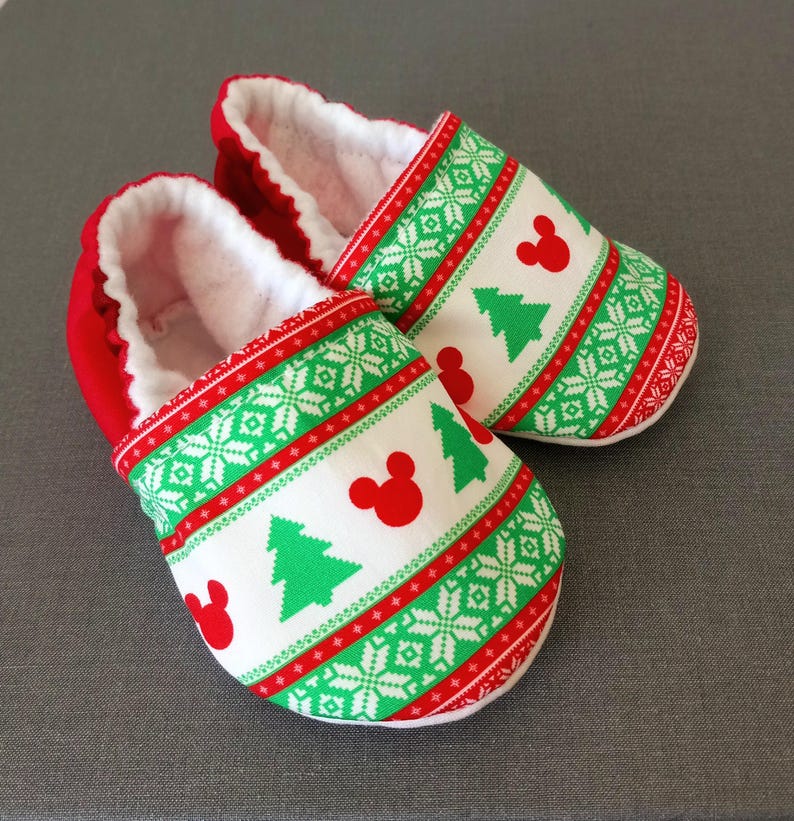 Christmas inspired Mickey Ears baby shoes