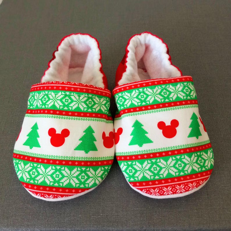 Christmas inspired Mickey Ears baby shoes