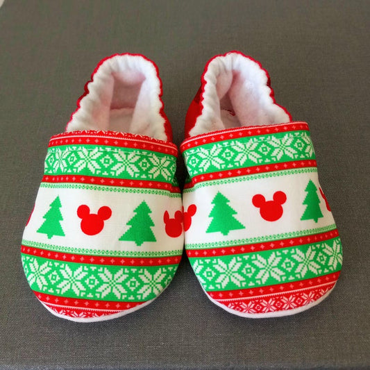 Christmas inspired Mickey Ears baby shoes