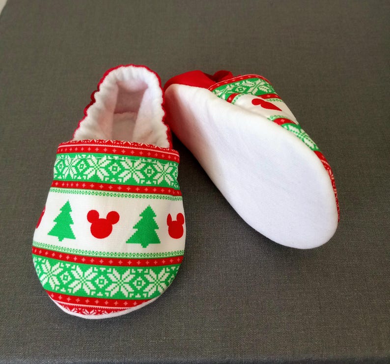 Christmas inspired Mickey Ears baby shoes