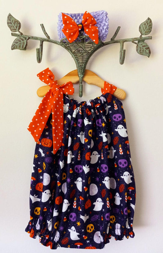 Halloween theme bubble romper with headband