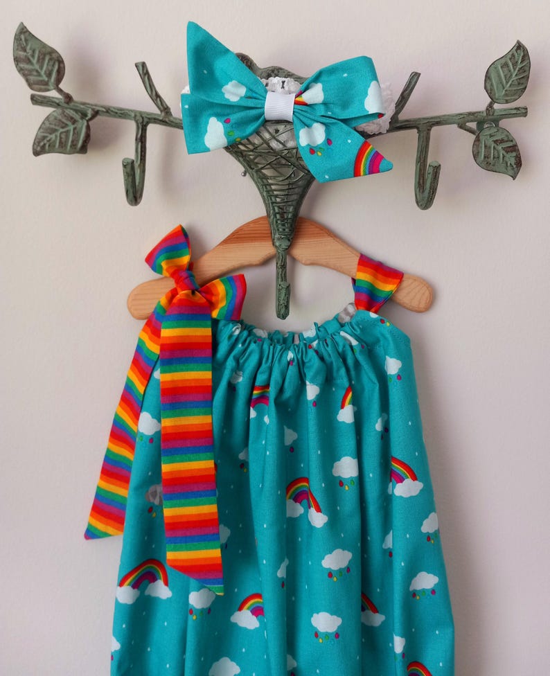 Rainbow baby bubble romper with headband
